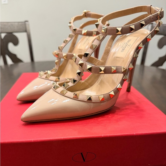 Valentino Shoes - Valentino P45 Poudre Rockstud 100mm Slingback High-Heel Pumps